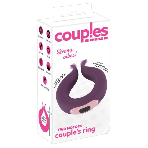 Couples Choice - inel penis alimentat cu baterie, cu motor dublu (violet)