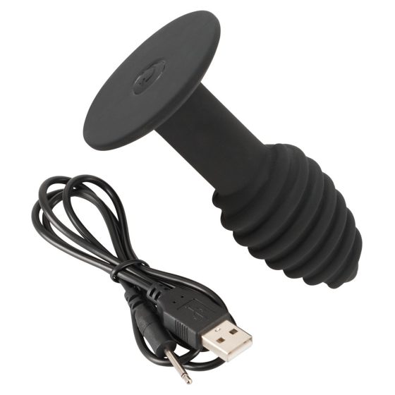 Black Velvet Twist - vibrator anal silicon, cu acumulator (negru)