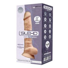   Silexd 8 - vibrator cu testicule, transformativ și cu ventuză - 20cm (natural)