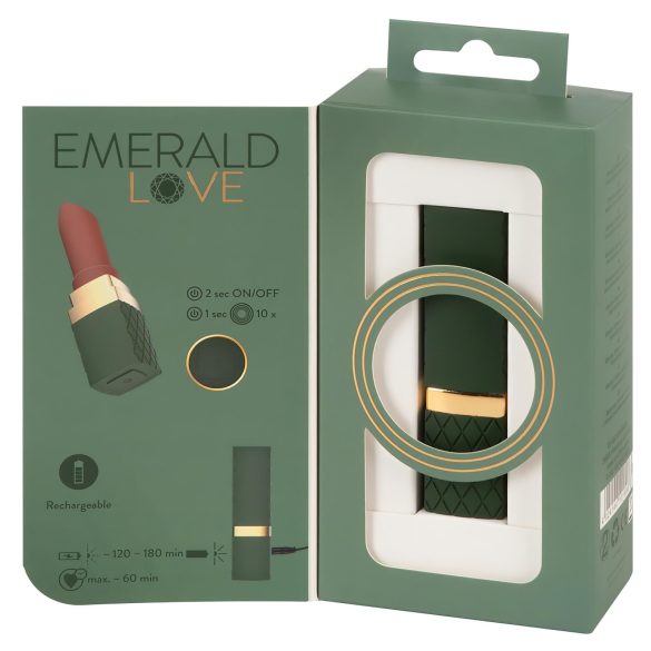 Emerald Love - vibrator tip ruj reîncărcabil, rezistent la apă - roșu