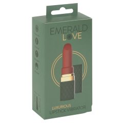   Emerald Love - vibrator în formă de ruj, reîncărcabil, rezistent la apă (verde-bordeaux)
