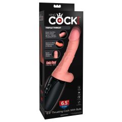   King Cock Plus 6,5 - vibrator cu mișcări de penetrație cu testicule - natural