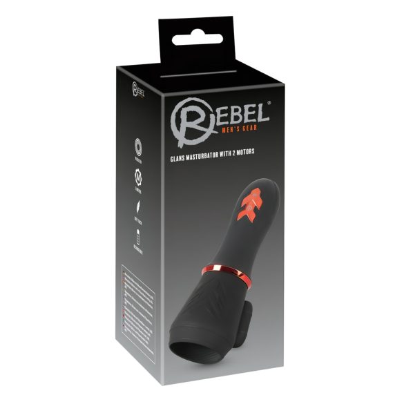 Rebel - vibrator gland cu baterie, 2 motoare - negru