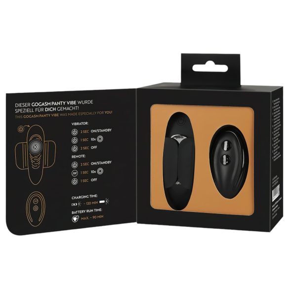 GoGasm Panty - vibrator clitoridian wireless reincarcabil - negru