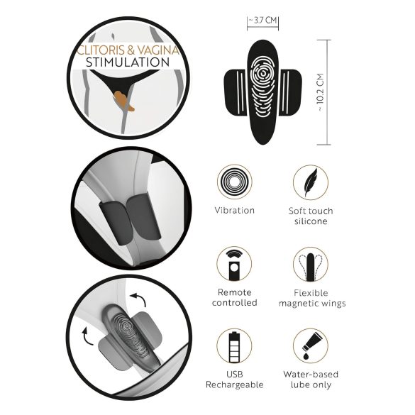 GoGasm Panty - vibrator clitoridian wireless reincarcabil - negru