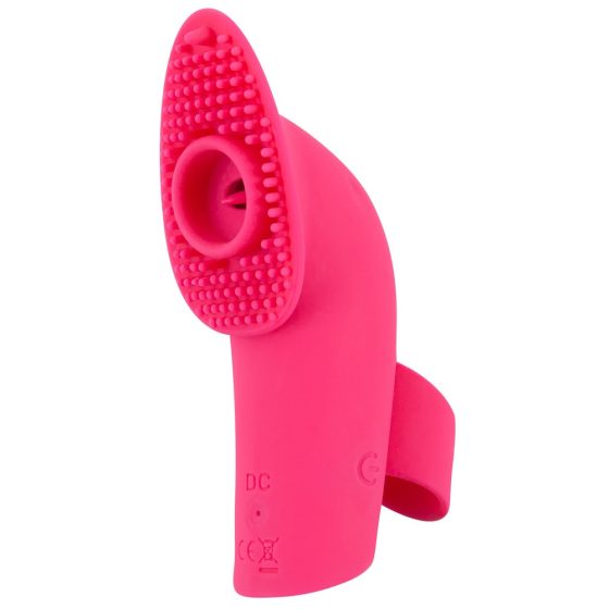 / SMILE Licking - vibrator cu degete cu limbă și undă, alimentat de baterii (roz)