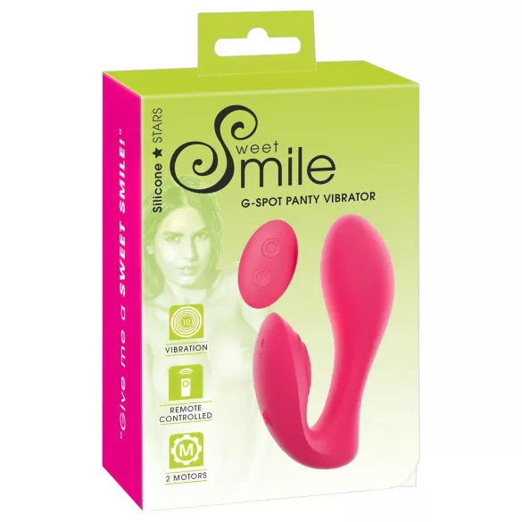 SMILE - Vibrator tip chiloț cu telecomandă, reîncărcabil 2în1 - roz