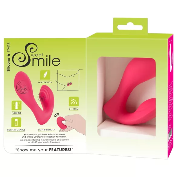 SMILE - Vibrator tip chiloț cu telecomandă, reîncărcabil 2în1 - roz