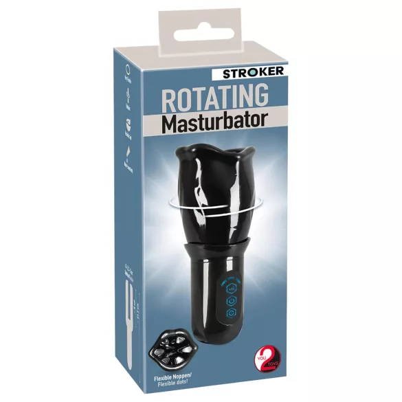 You2Toys - STROKER Rotating - masturbator de gură rotativ, cu acumulator (negru)
