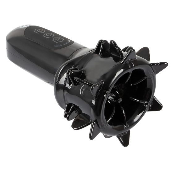 STROKER Rotating - masturbator rotativ cu baterie, gură artificială (negru)
