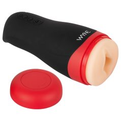   WYNE 01 - Masturbator negru, cu vibrații, încălzire și suflare dinamică