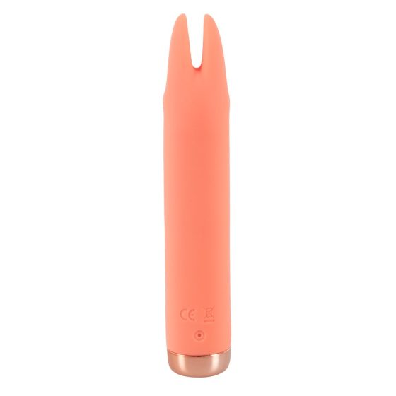 You2Toys piersic! mini bunny - vibrator clitoridian cu baterie, cu iepuraș (piersică)