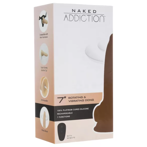 Naked Addiction Rotating 7 - vibrator cu cap rotativ (18cm) - natur