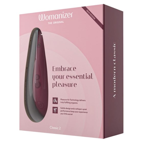 Womanizer Classic 2 - stimulator de clitoris fără fir, cu tehnologie de valuri de aer (burgund)