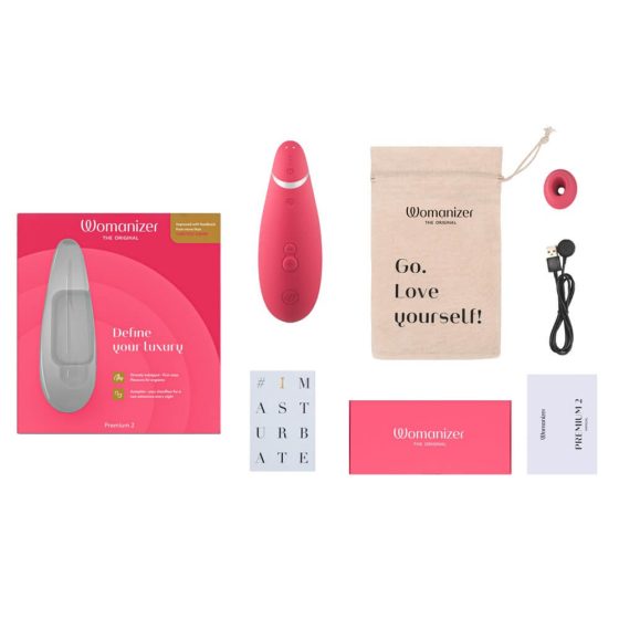 Womanizer Premium 2 - stimulator clitoridian cu baterie, impermeabil (roz)