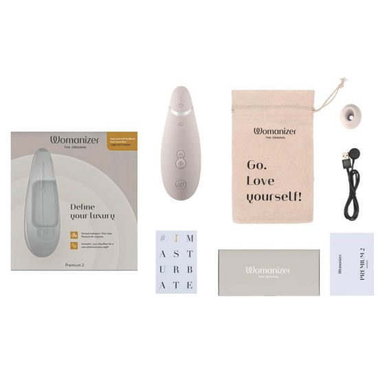 Womanizer Premium 2 - stimulator clitoridian cu baterie, cu tehnologia aerului (alb)