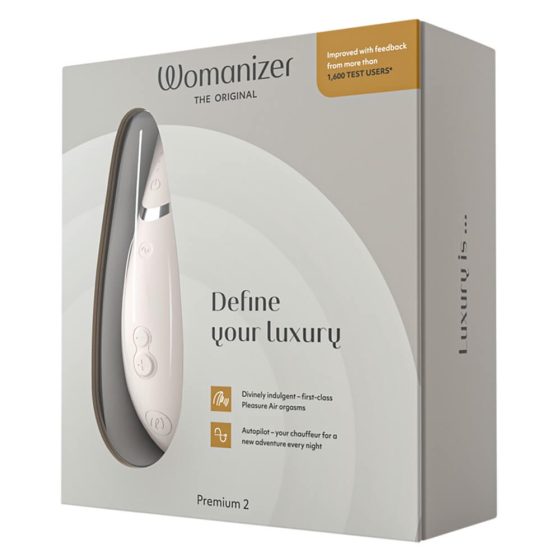 Womanizer Premium 2 - stimulator clitoridian cu baterie, cu tehnologia aerului (alb)