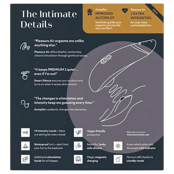 Womanizer Premium 2 - stimulator clitoris cu unde de aer - negru