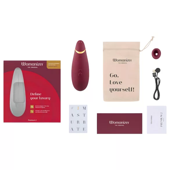 Womanizer Premium 2 - stimulatoare clitoridian cu unde aer - roșu