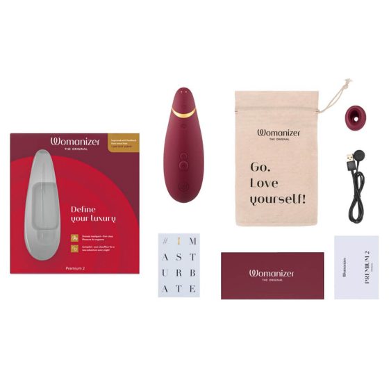 Womanizer Premium 2 - stimulator clitoridian cu acumulator, cu tehnologie de unde de aer (roșu)