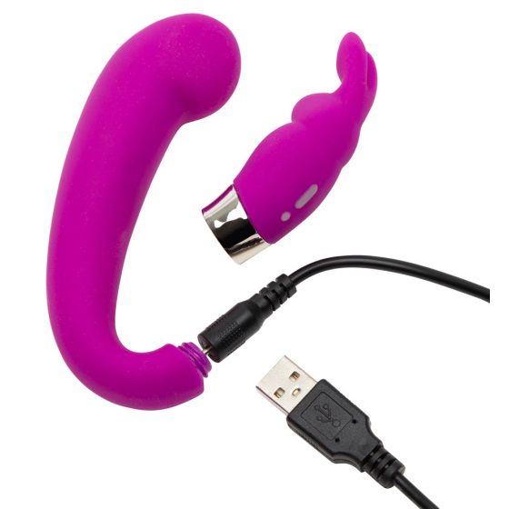 Happyrabbit Mini G - vibrator pentru punctul G cu baterie și braț pentru clitoris (mov)