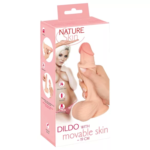 Nature Skin - dildo realist cu piele - 19 cm natur