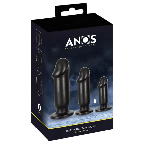 Anos Training Kit - set de dopuri anale (3 piese, negru)
