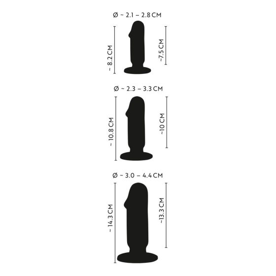 Kit de instruire Anos - set de dildo-uri anale (3 piese) - negru