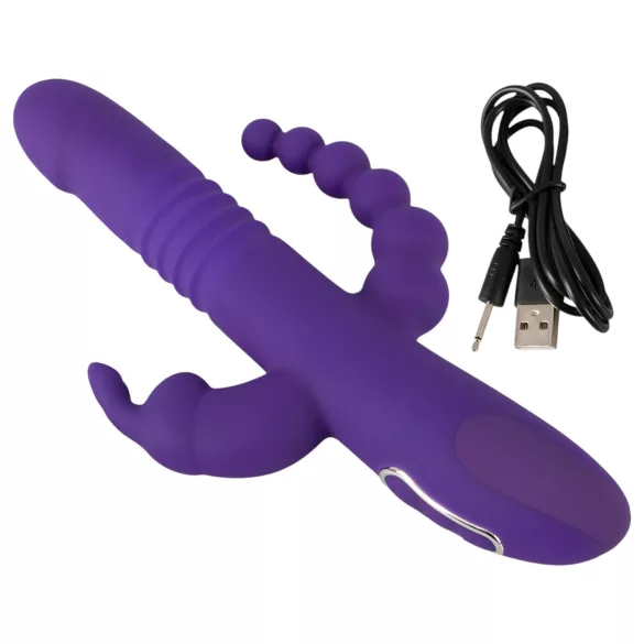 SMILE Triple - vibrator rotativ și penetrant cu trei brațe - mov, reîncărcabil