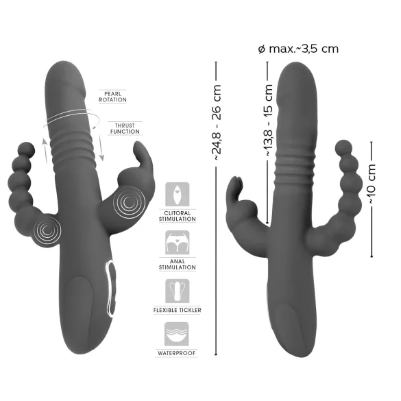 SMILE Triple - vibrator rotativ și penetrant cu trei brațe - mov, reîncărcabil