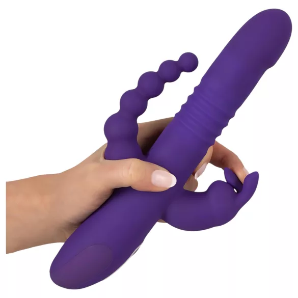 SMILE Triple - vibrator rotativ și penetrant cu trei brațe - mov, reîncărcabil