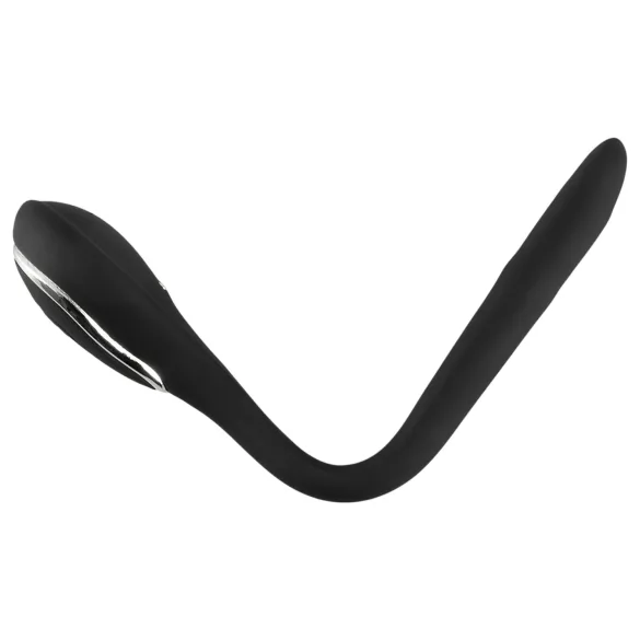 Dilator de penis cu dop - dilatator cu vibrații, cu acumulator (1 cm, negru)