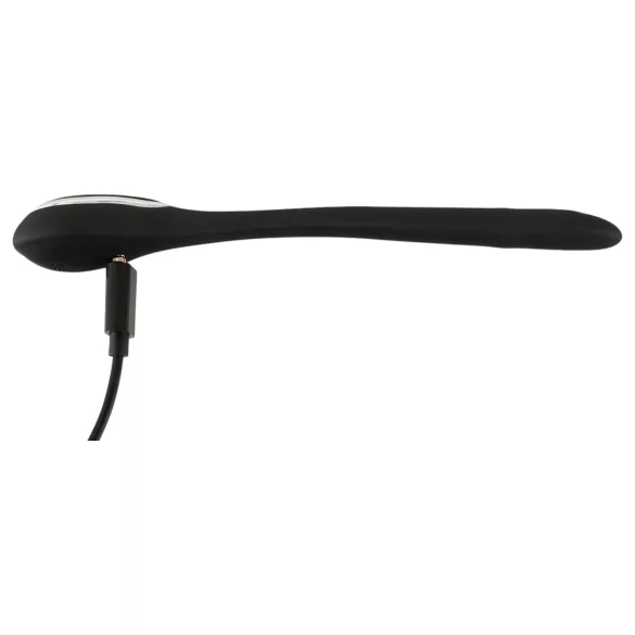 Dilator de penis cu dop - dilatator cu vibrații, cu acumulator (1 cm, negru)