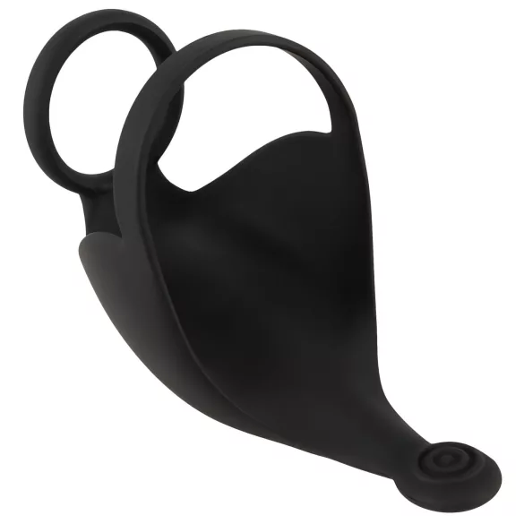Rebel - inel penian cu vibrații și stimulator testicular - negru, reîncărcabil