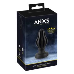 ANOS - dildo anal super moale și cu rigle - 5cm (negru)