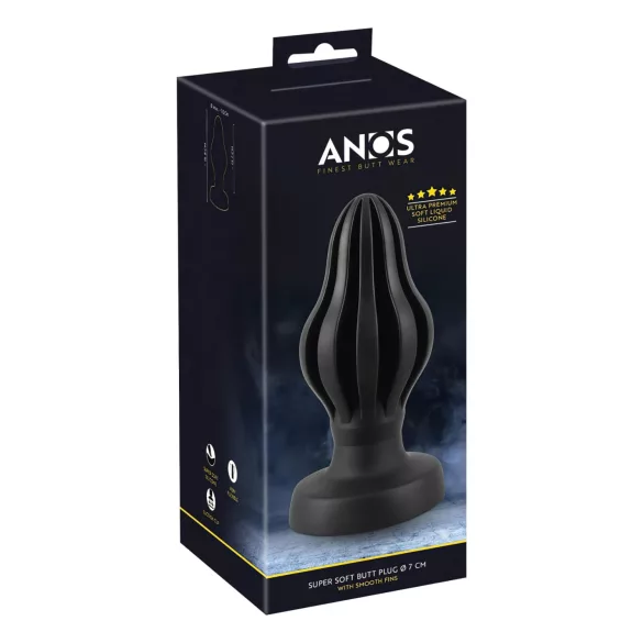 ANOS - dop anal cu nervuri, moale - 7 cm (negru)
