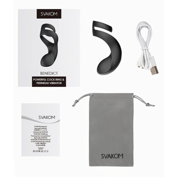 Svakom Benedict - inel vibrator pentru stimularea perineului (negru)