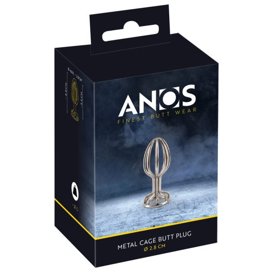 ANOS Metal (2,8cm) - dildo anal din oțel în cușcă (argintiu)