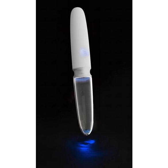 Liaison Straight - vibrator LED cu acumulator (transparent-alb)