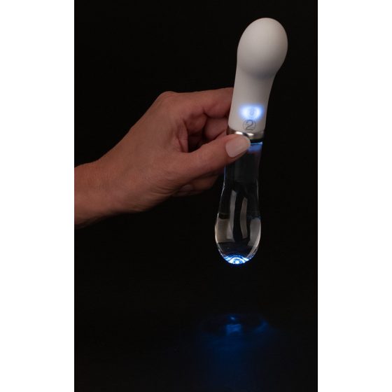 You2toys Liaison - vibrator LED din silicon-sticlă (transparent-alb)
