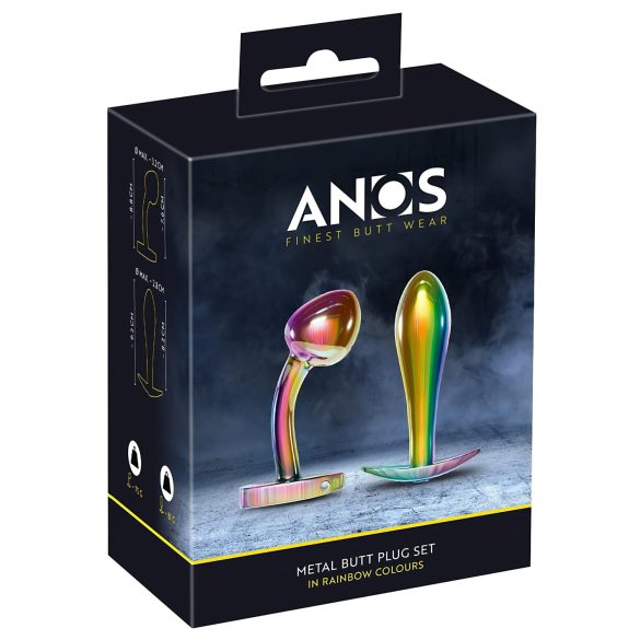 ANOS Metal Rainbow - set dopuri anale metalice - 2 piese