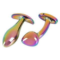 Set de două dildo-uri anale din oţel ANOS Metal Rainbow