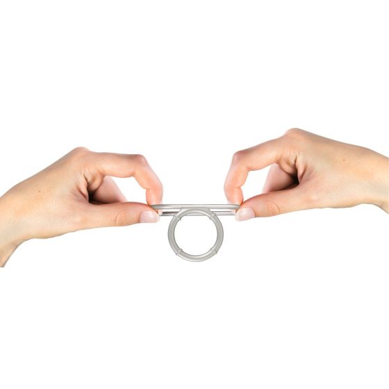 You2Toys - inel dublu de silicon pentru penis și testicule cu efect de metal (argintiu)