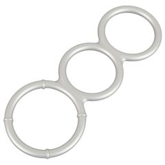   You2Toys - inel triplu de silicon cu efect de metal pentru penis și testicule (argintiu)