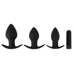   Set vibrator anal Black Velvet - 3 piese (negru), cu acumulator