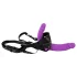 SMILE - dildo dublu cu ham pentru cupluri - silicon - mov-negru