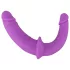 SMILE - dildo dublu cu ham pentru cupluri - silicon - mov-negru