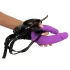 SMILE - dildo dublu cu ham pentru cupluri - silicon - mov-negru