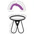 SMILE - dildo dublu cu ham pentru cupluri - silicon - mov-negru
