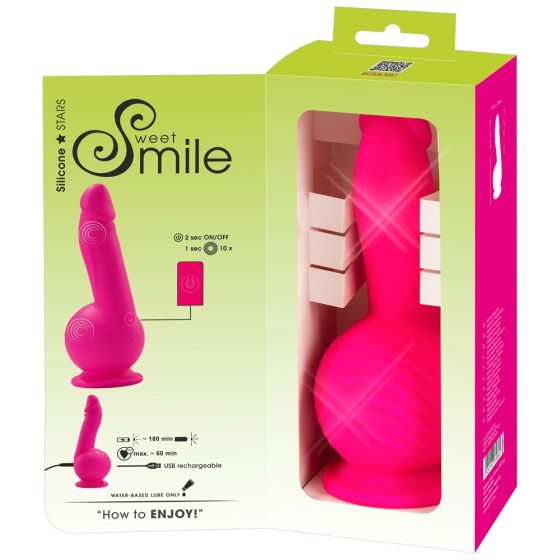 SMILE Puternic - vibrator cu ventuză, cu 2 motoare și baterie (roz)